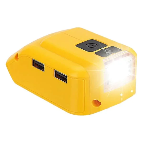Batteriadapter for Dw 20v Batteri USB Telefonlader, LED Arbeidslampe med Dobbel USB Lader og 12v