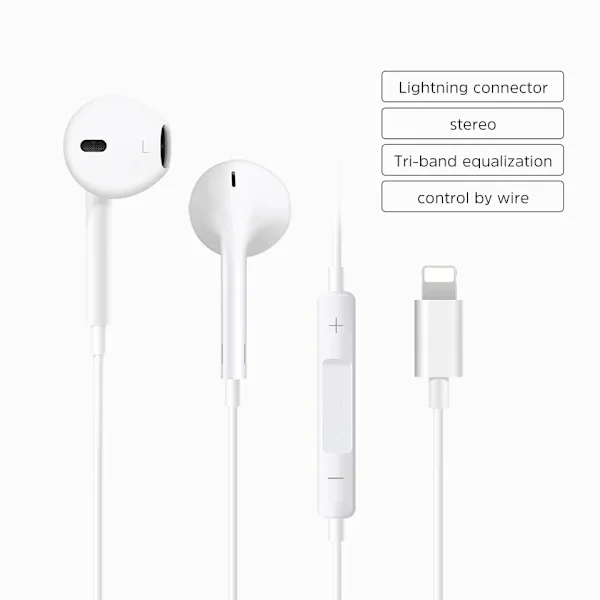 Earpods för iPhone 12 / 12 mini (In-Ear - Mikrofon - Brusreducering - Vit)