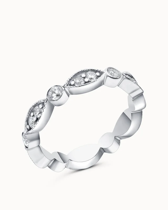 Ester Grande Vintage Trouwring 18K Witgoud met Lab-Grown Lab-Grown Diamanten