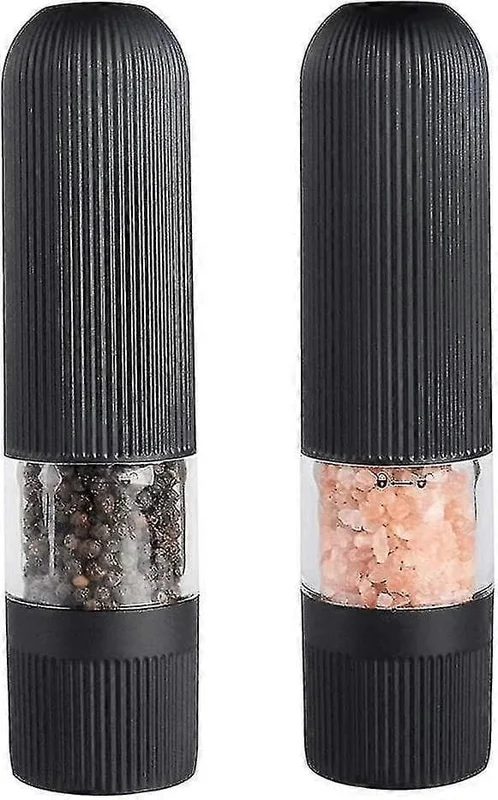Elektrisk salt- og peberkværnsæt, automatisk enhåndsbetjent peber- og saltkværn med justerbar grovhed og batteridrevet kværn