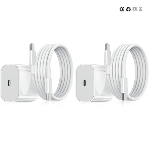 【BEMS】2-pakning - Lader kompatibel med iPhone - Hurtiglader - Adapter + Kabel 20W Hvit 2-pakning Samsung (NT) 2-pakning Samsung 2-pakning