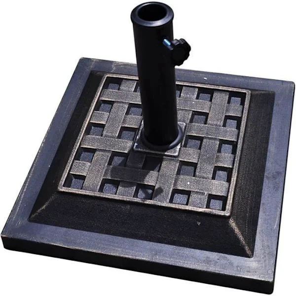 Parasolfot COSTWAY för Mast Ø 38mm eller 48mm, Fyrkantig Form, Lämplig för Balkong, Trädgård, Strand, Brons