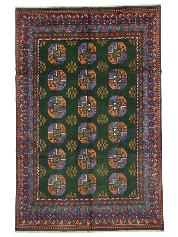 193X294 Tapis Afghan Fine D'orient Noir/Rouge Foncé (Laine, ) Carpetvista