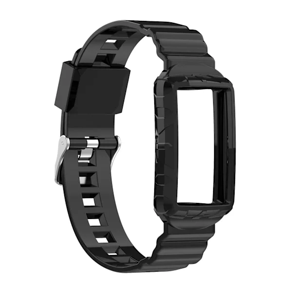 Svart Svart Silikon One Body Armor Klockarmband kompatibelt med Fitbit Charge 4 kompatibelt med Fitbit Charge 4