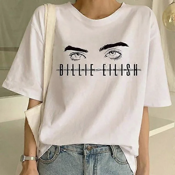 Streetwear Hip Hop Billie Eilish T-paita Harajuku Rento O-kaula-aukko Lyhythihainen Miesten Naisten T-sublimaatio T-paita valkoinen XL XL