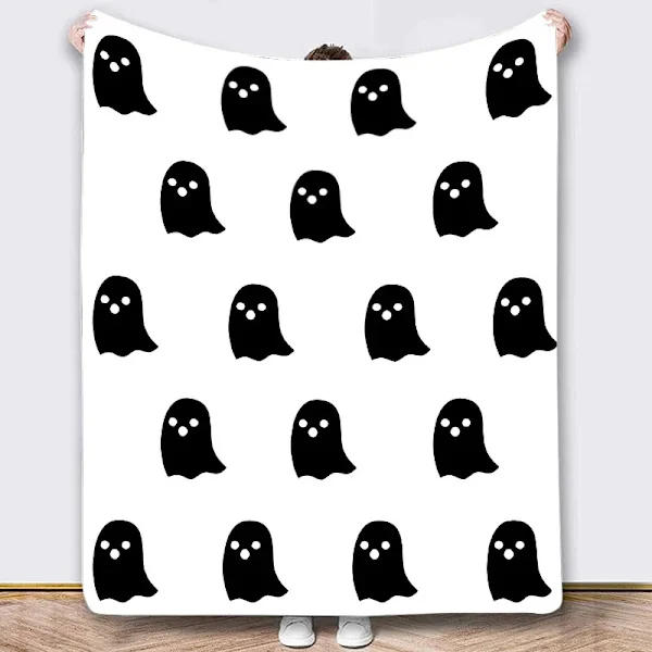 Halloween Blanket - Pumpkin Witch Bat Blanket 50"x60" - Cozy Flannel Grey Halloween Decoration for Party Sofa Bed Living Room Style 5