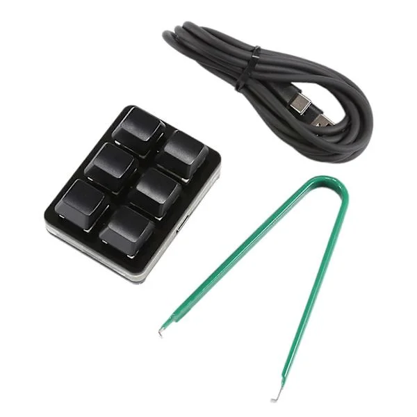 Knappsats 6-tangenters spel-tangentbord, USB litet tangentbord mekaniskt spel-dator-tangentbord programmering makrofunktioner RGB Svart