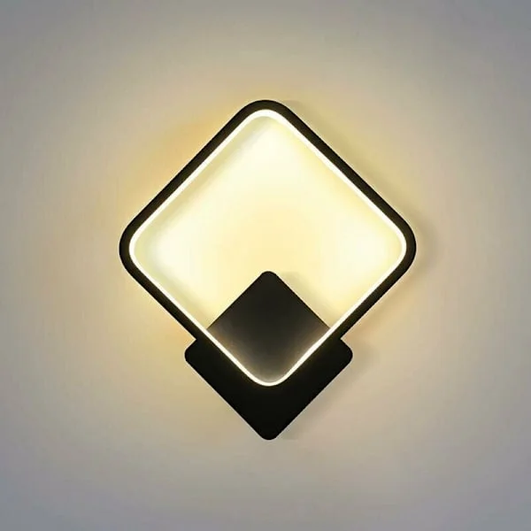 Indoor Wall Lights Living Room LED Square Wall Lamps Modern Indoor Lighting Wall Lamps Bedroom Corridor Hallway Black Trichromatic Light