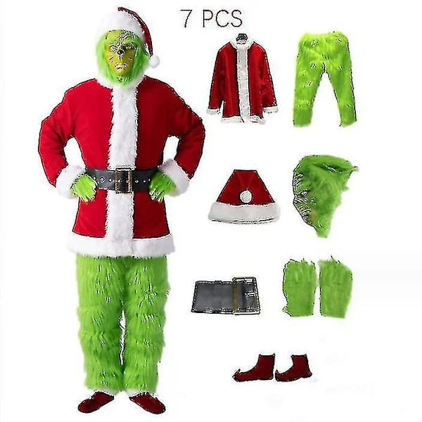 Grinchen Kostym Jul Cosplay Vuxen Jultomte Kostym Set Kläder + Mask A-WELLNGS Mask Endast Mask endast M Mask endast M_max Mask endast M