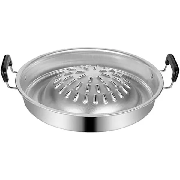 Thai Korean BBQ Grill Pan Grill Tray Camping BBQ Pan Smokeless Frying Pan Cooking Meat Vegetables Grill Plate For Outdoor Use 30Cm