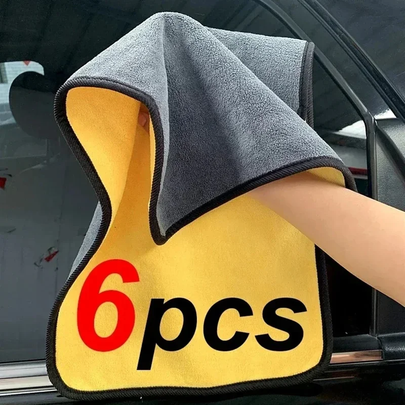 AliExpress - 1/2/6 Stuks Microfiber Reinigingsdoekje Dikker Zacht Drogen Doek Auto Lichaam Wassen Handdoeken Dubbellaags Schone vodden Auto 