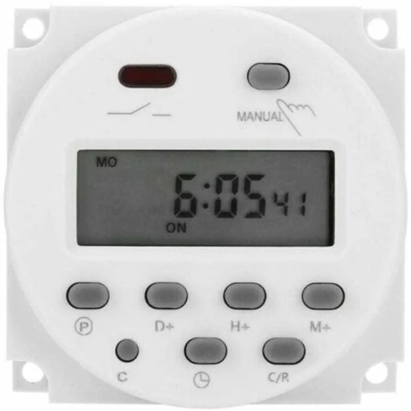 12V Mini LCD Digitaalinen Viikoittainen Ajastinrelekytkin Digitaalinen Ajastin Virta-ajastin Ohjaus Vedenpitävällä Kannella Valkoinen
