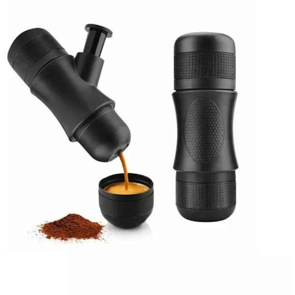 Bærbar espressomaskine, mini manuel rejsekaffemaskine, ekstra lille rejsekaffemaskine, manuelt betjent, kompatibel med malet kaffe