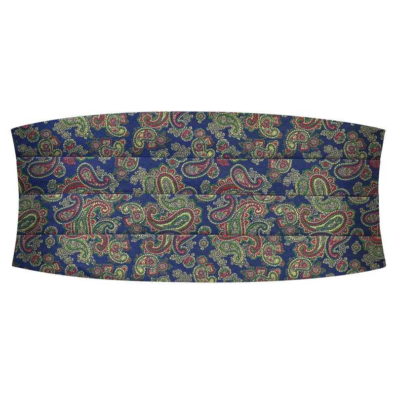 Colourful LIGHT BLUE PAISLEY Pattern Silk Cummerbund for Men - Cummerbunds