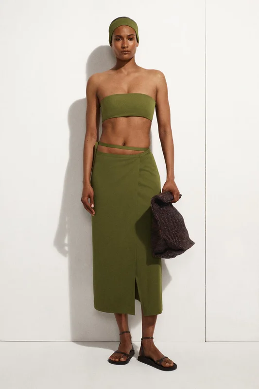 COS Women's Bandeau Bikini Top in Green