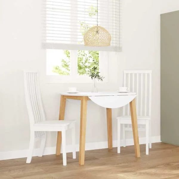 vidaXL Matstolar 2 st vit massiv gummiträ, middagsstol, stol, lounge-stol, matstolar, stol 4102459