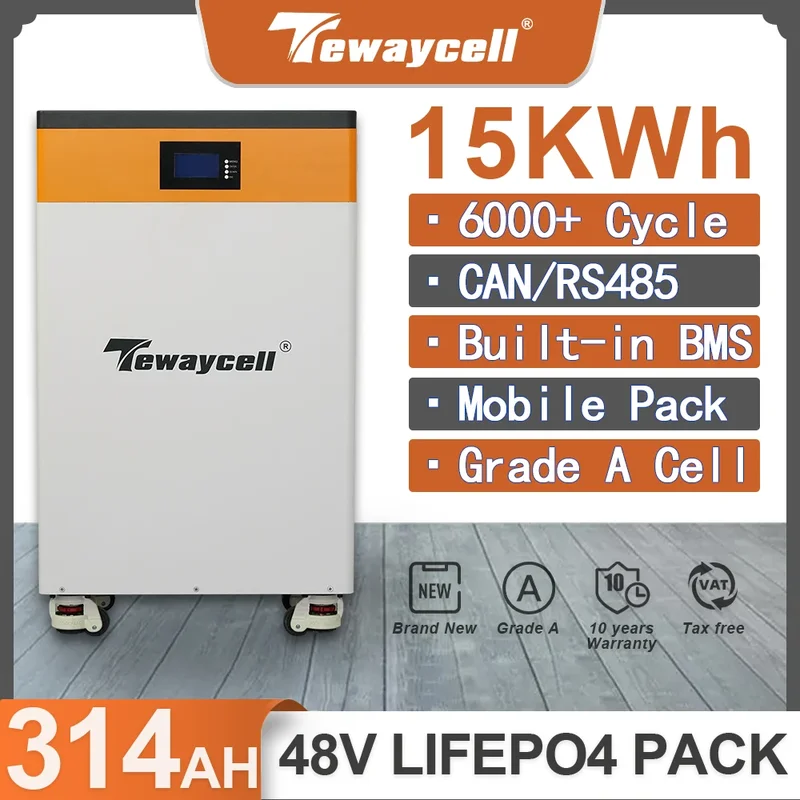 AliExpress - 51V 48V 15KWh Powerwall 314Ah LiFePO4 Batteriepack 6000 Zyklen Lithium-Eisenphosphat Eingebautes BMS CAN RS485 Monitor EU Steuerfrei