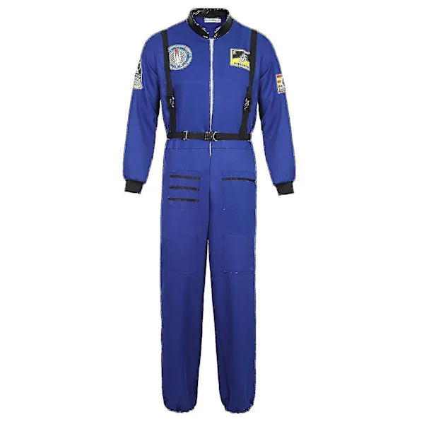 Astronautdrakt Romdrakt for voksne Cosplay-kostymer Glidelås Halloween-kostyme Par Flydress Pluss Størrelse Uniform - en blå for menn M
