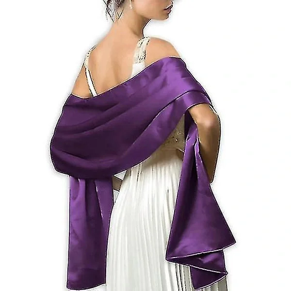 Elegant sidenscarf för kvinnor, festsjal, bröllopsscarf, lila