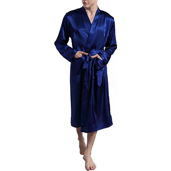 Herre badekåbe sommer letvægts sauna dragt langærmet badekåbe med bælte sommer badekåbe pyjamas silke pyjamas kimono pyjamas herre gave