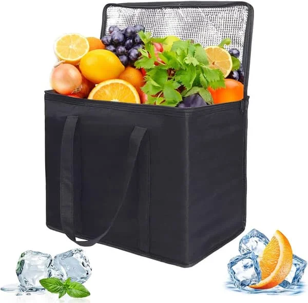 stykke - Kjølebag - Sammenleggbar kjølebag - stor kjølebag - handleveske, med solid glidelås - isolert veske - handlekurv - piknikveske