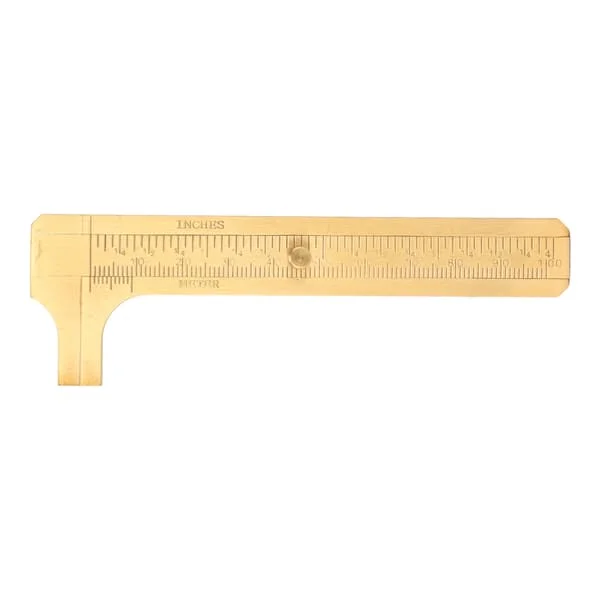 Vernier Messing Skyvelære Dobbel Skala Høy Nøyaktighet Klar Skala Bærbar Mini Lomme Skyvelære for DIY Håndverk 0‐3,9 Tommer