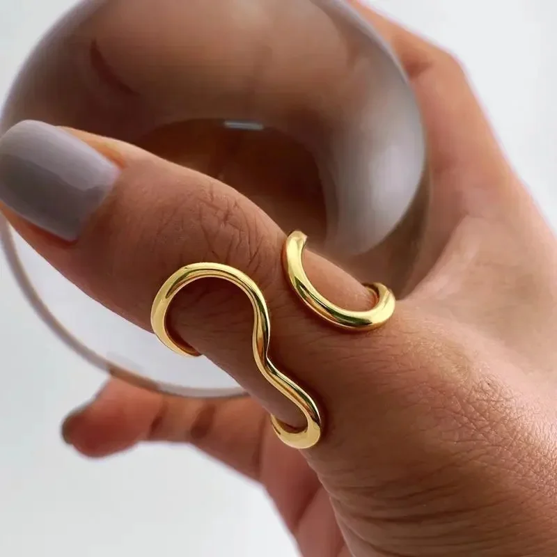 AliExpress - Mode roestvrij staal waterdichte open ring persoonlijkheid charmes PVD echt goud 18K vergulde trendy sieraden voor vrouwen