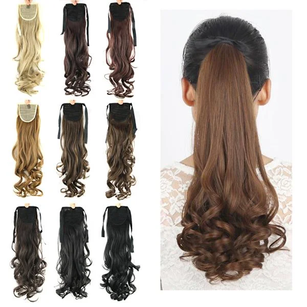 Clip-in hestehale / extensions, krøllet - 12 farver Hestehale - 2
