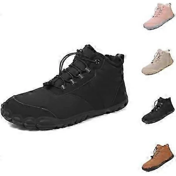 Winter Barefoot Hiking Boots, Hiking Winter Shoes Barefoot Shoes Women, Five Finger Sneakers Hiking Shoes for Hiking Black 4.5 UK Wide