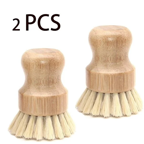 Natural Sisal Dish Brush for Pots and Pans, Hand Cleaning Tool, 2-Pack, Eco-Friendly Kitchen Scrubber