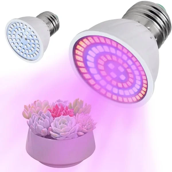 Pære til Indendørs Planter, 36W E27 LED Plantelys Pære, Fuld Spektrum 80 LEDs Plantelys Plante Blomst Hydroponisk Pære, AC220V
