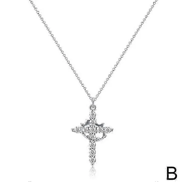 Belagt Kors Roteret Krone Halskæde, Diamant Kors Halskæde, Kors Krone Vedhæng