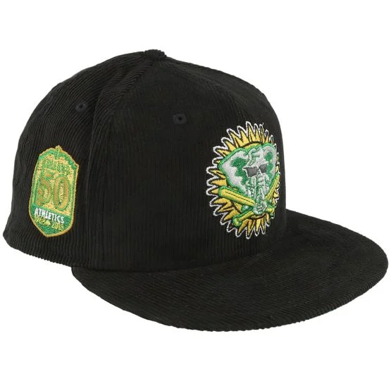 New Era - Oakland Athletics Corduroy Flush 59FIFTY 50th Black Fitted Fitted Black Cap - MLB @ Hatstore