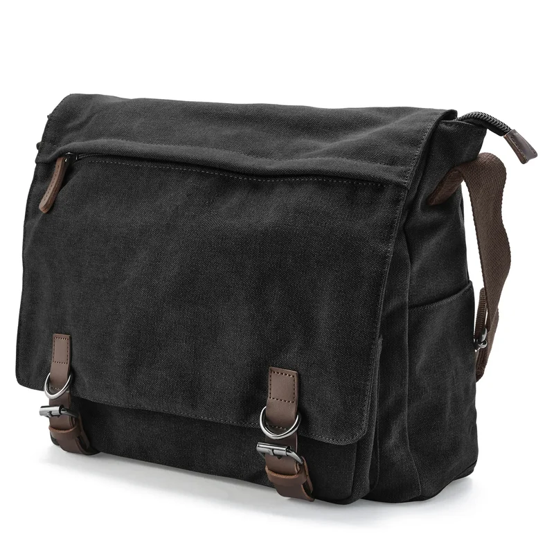 Bandolera de lona gris oscuro para hombres - Bolsos de hombro