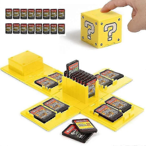 Switch Spelkortsfodral, Spelkortshållare för Nintendo Switch-spel med 16 platser (gul)