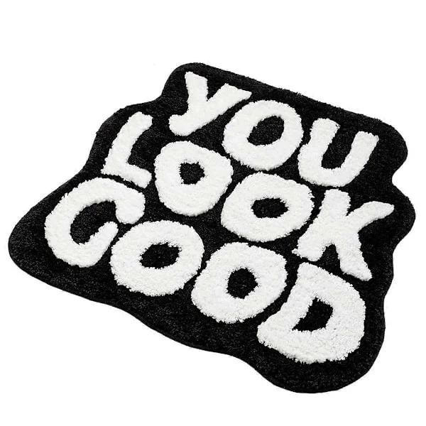 Baderomsmatte "You Look Good" Baderomsmatte Morsom Baderomsmatte Søt Badematte Kule Matter (Svart)
