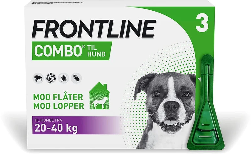 Frontline Combo Hund 20-40 kg 3 stk, Medicin & Pleje, Flåter & Lopper, Flåt- Og Loppemiddel Til Hunde