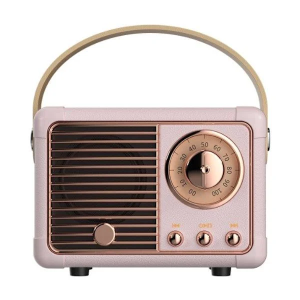 Retro Bluetooth -kaiutin, Vintage FM -radio klassisella tyylillä, Suuri äänenvoimakkuus, Langaton Bluetooth 5.0 -yhteys, TF-korttituki, pinkki