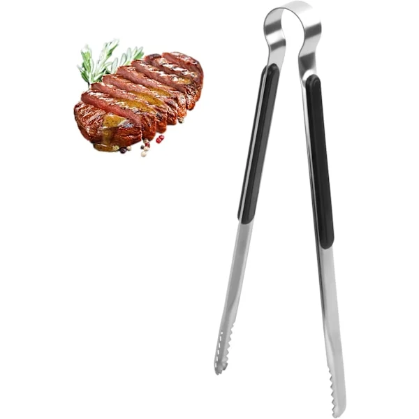 Professionell kökstång i rostfritt stål, 25 cm grilltång, kökstång i rostfritt stål, tång med halkfritt handtag