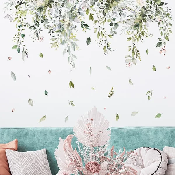 Väggdekaler Gröna växter Hängande vinranka Väggdekal Wisteria Blomma Väggdekoration Sovrum Vardagsrum TV-vägg Matsal