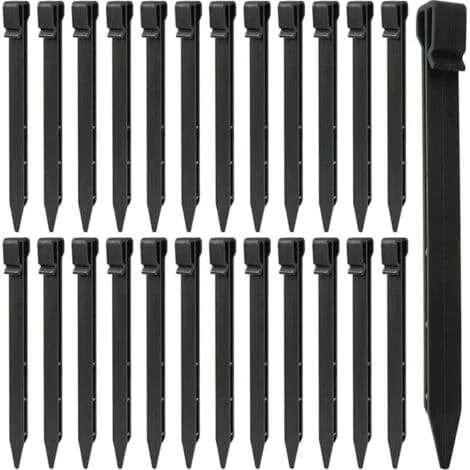 25 deler plastikkjordspyd, 25 cm kraftige landskapskantspyd teltplugger ankerpigger for telt, terrassebord, plenkant, utendørs