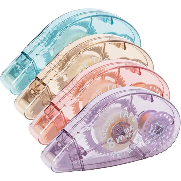 4-pakning Dobbeltsidig Tape Dispenser, Scrapbooking-materiale, Limtape Rull for Skole Hjemmekontor Håndverk, Kort, Journal (0,31 tommer X 26,25 fot)
