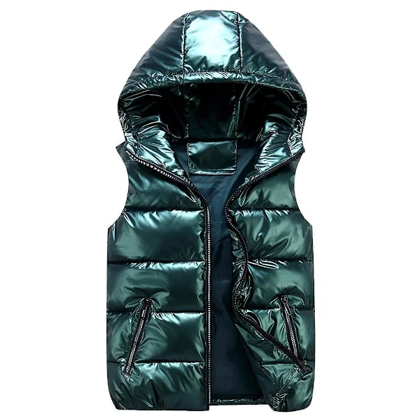 Sliktaa Unisex Shiny Waterproof Sleeveless Jacket Lightweight Puffer Vest