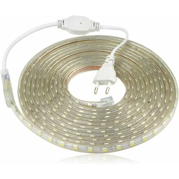LED-stripe, Vanntett LED-stripe, Sterk LED-stripe 220v, 5050 IP65 Vanntett LED-stripe, Varmhvit (6m)