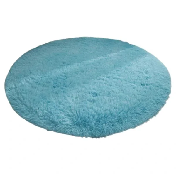 Luksuriøst rundt, mykt teppe for soverom, supermykt, slitesterkt, sklisikkert design, rundt teppe, gulvteppe himmelblått 60 cm
