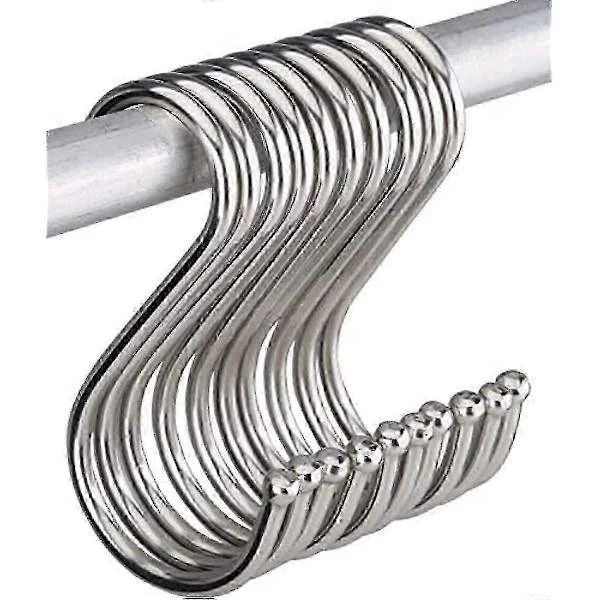 10 stk. S-kroker, 12 cm store S-formede kroker i rustfritt stål, kraftige metall S-kroker for oppheng på kjøkken, bad, soverom, stue og