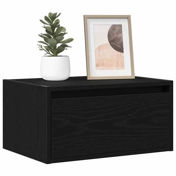 vidaXL Väggmonterade sängbord med LED-lampor 2 st svart ek, skåp, sidobord, sängskåp, skåp 860214