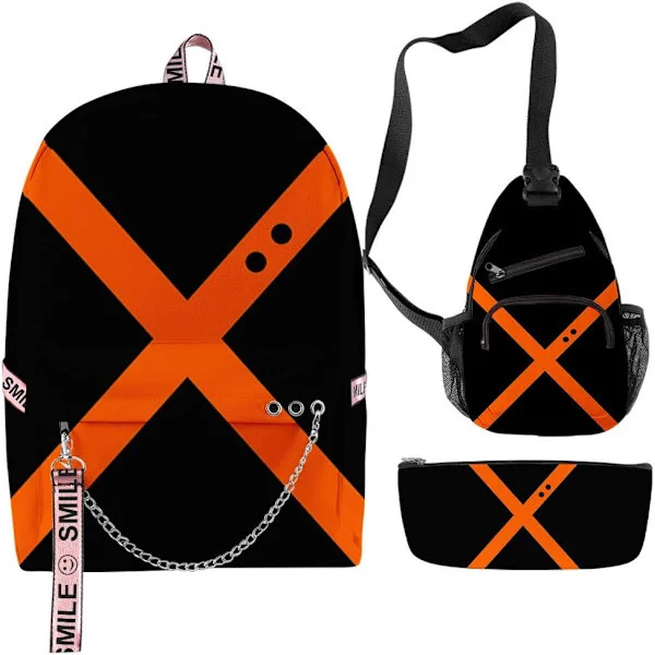 My Hero Academia Kids Backpack School Bag Suitable for Teens and Unisex 3 Pieces, Hero 3, Large, Travel