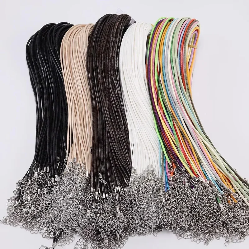 AliExpress - 10 stks/partij Dia 1.5/2mm Lederen Koord Ketting Met Sluiting Verstelbare Gevlochten Touw voor Sieraden Maken DIY Ketting armband Levert
