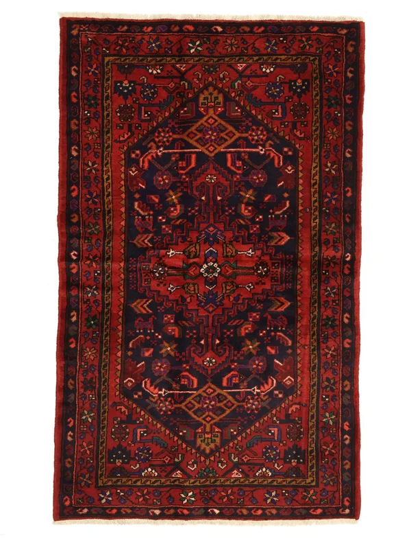 Hand Knotted Zanjan Rug 132X218 Oriental Wool Black/Dark Red Small